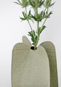 Detail of a pineapple leather vase cover designed by Barbora Adamonyte-Keidune